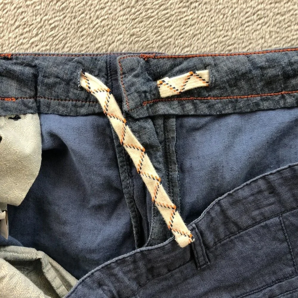 Faherty Mens Shorts Size 40 Chino Casual Linen Blend Relaxed Drawcord Blue